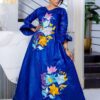 Bazin Wedding Guest Dress with Colorful Floral Design