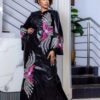Gambian Bazin Dress with Bold Pink Floral Design