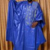 Men’s bazin outfit in blue Getzner fabric with embroidered boubou set