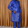 Men’s bazin outfit in blue Getzner fabric with embroidered boubou set