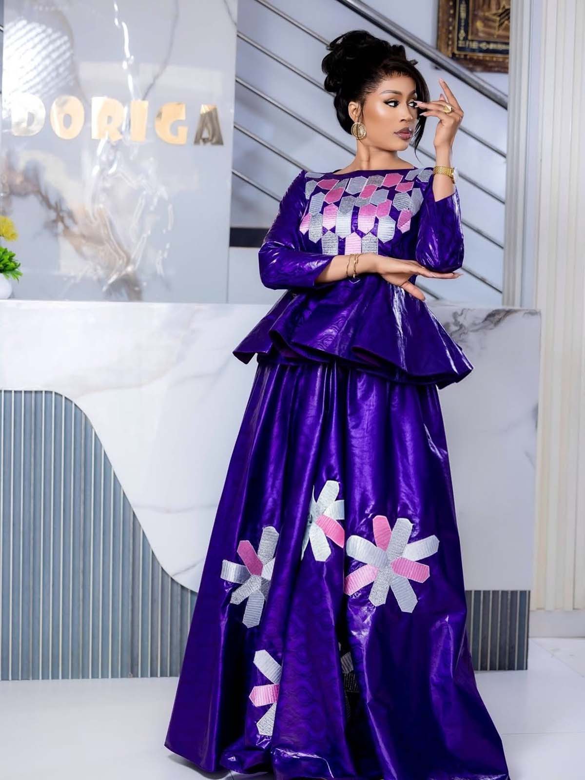 purple dress for eid Anarkali Best Dress For Eid Purple Jacquard Embroidered Sequins Anarkali Gown Party Wear