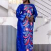 Elegant bazin dress for wedding guest in premium Getzner with long sleeves