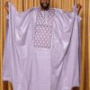 Embroidered African Menswear – Premium Lavender Bazin Boubou for Men