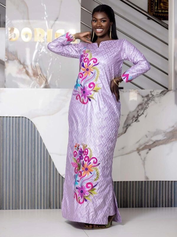 Handmade Bazin Dress 2 Handmade bazin dress in premium Getzner with long sleeve design