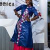 Senegalese wedding bazin outfit custom made three-piece set with floral embroidery