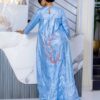 Sky Blue Bazin Maxi Dress Bazin maxi dress custom-made with flowing tiered hem design