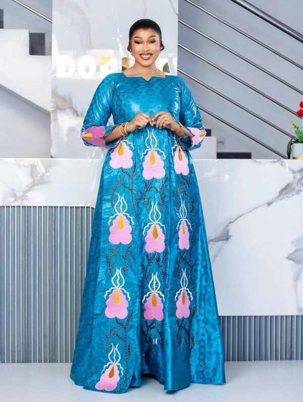 Bazin for Eid in premium Getzner fabric with long sleeve design