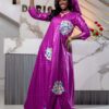 Elegant African Wedding Guest Dress with Colorful Embroidery Details