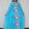 Tabaski Outfit for Women in Sky Blue Bazin Riche with Embroidered Details