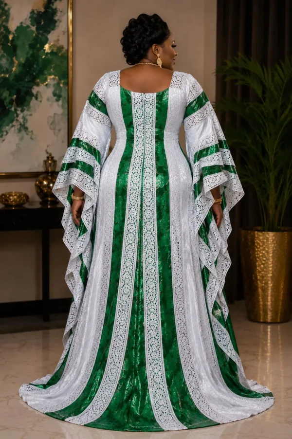 Traditional Bazin Boubou with lace, Plus Size Dress, Bazin Boubou, Senegalese Fashion, African Dress